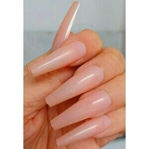 False Nails Blush XLong 20pc Ballerina Coffin w/glue & file